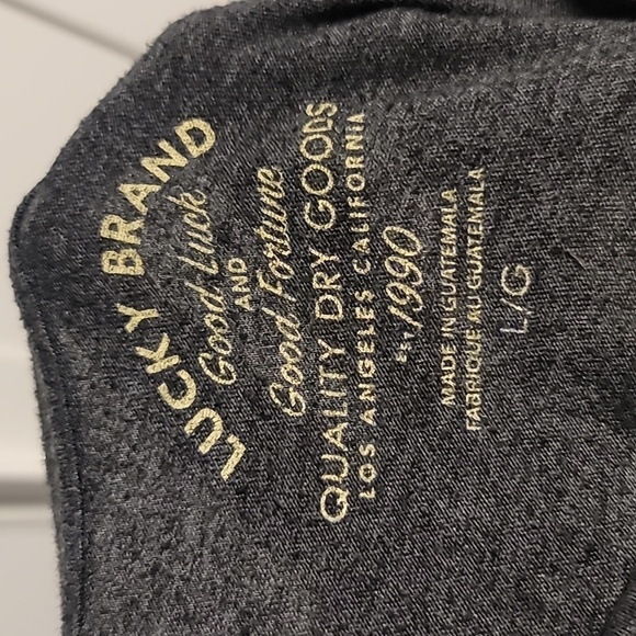 Lucky Brand T-Shirt Tee Men's Large Charcoal Gray Short Sleeve Spades Casual - Picture 8 of 10